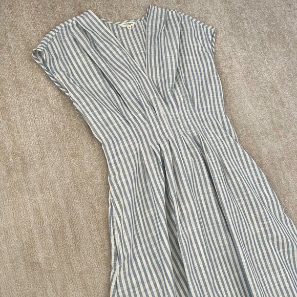 Max Studio Smocked Striped Cotton Summer Boho Hilo Midi Dress With Pockets XL - Picture 3 of 11